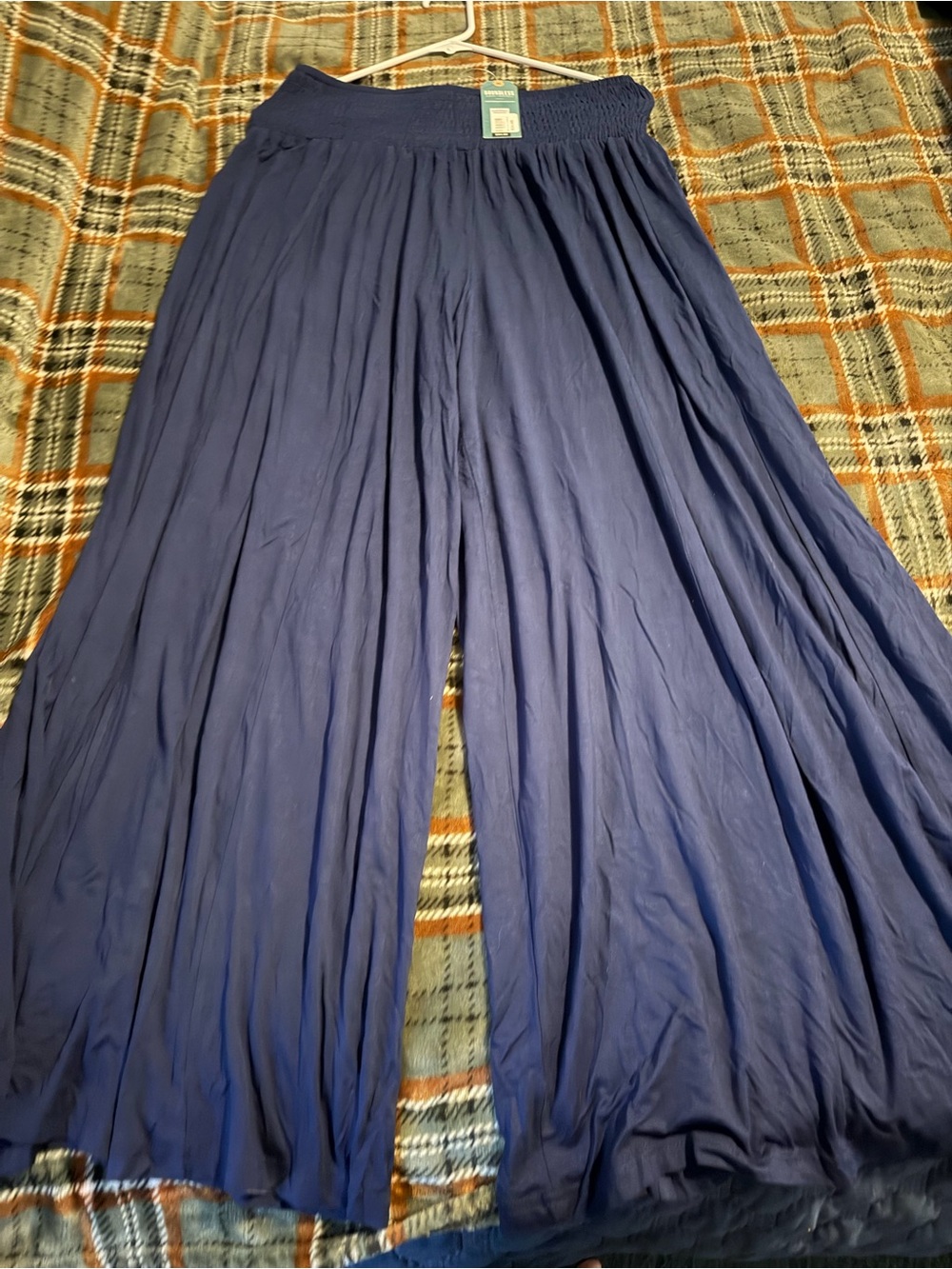 Boho Wide Leg Flowy Palazzo Pants in Navy by earthbound. Size X-Large
